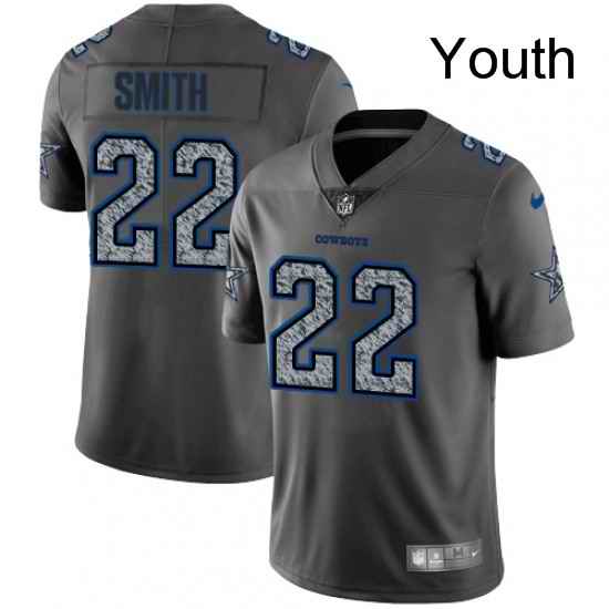 Youth Nike Dallas Cowboys 22 Emmitt Smith Gray Static Vapor Untouchable Limited NFL Jersey